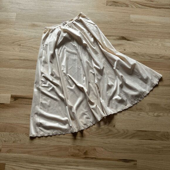 vtg 60s circle skirt half slip Hensen Kickernick beige nude undergarment retro L - Picture 2 of 6